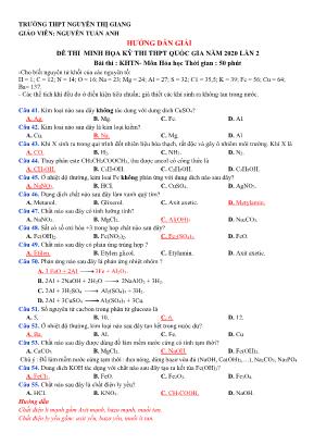 Hướng dẫn giải đề thi minh họa THPT Quốc gia môn Hóa học lần 2 năm 2020 - Trường THPT Nguyễn Thị Giang