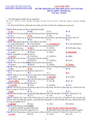Hướng dẫn giải đề thi minh họa THPT Quốc gia môn Hóa học năm 2020 - Trường THPT Nguyễn Thị Giang