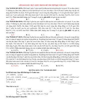 Lời giải mẫu mực este trong đề thi THPT Quốc gia môn Hóa học năm 2019