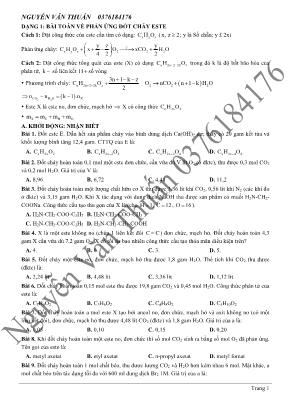 Luyện thi THPT Quốc gia môn Hóa học Lớp 12 - Dạng 1: Bài toán về phản ứng đốt cháy este - Nguyễn Văn Thuấn