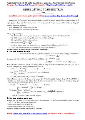 Luyện thi THPT Quốc gia môn Hóa học năm 2020 - Định luật bảo toàn electron - Dương Minh Phong