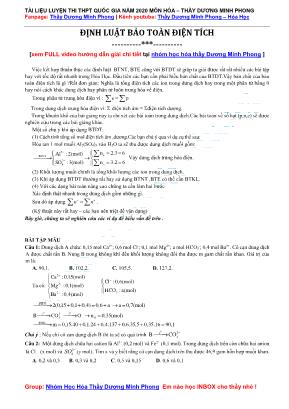 Luyện thi THPT Quốc gia môn Hóa học năm 2020 - Định luật bảo toàn điện tích - Dương Minh Phong