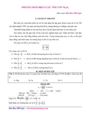 Luyện thi THPT Quốc gia môn Hóa học - Phương pháp biện luận tìm CTPT MxOy