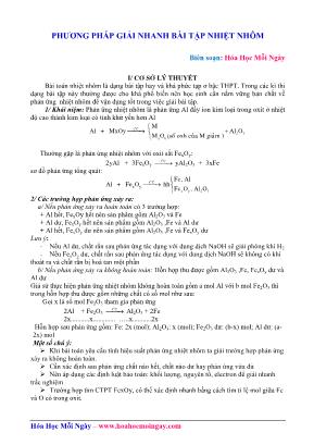 Luyện thi THPT Quốc gia môn Hóa học - Phương pháp giải nhanh bài tập nhiệt nhôm