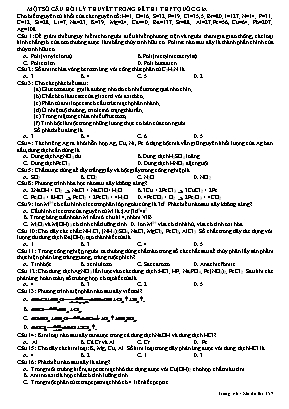 Một số câu hỏi lý thuyết trong đề thi THPT Quốc gia môn Hóa học