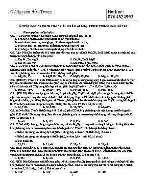 Ôn tập các phương pháp điều chế kim loại trích trong các đề thi THPT Quốc gia môn Hóa học - Nguyễn Hữu Trọng