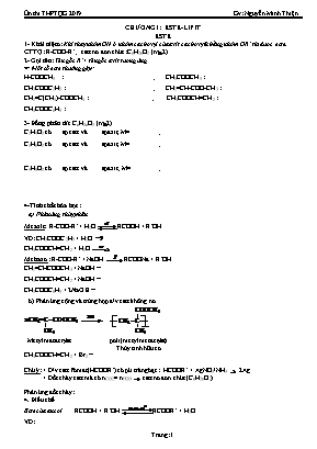 Ôn thi THPT Quốc gia môn Hóa học năm 2019 - Chương 1: Este - Lipit - Nguyễn Minh Thiện