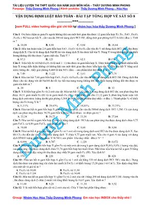 Tài liệu luyện thi THPT Quốc gia môn Hóa học năm 2020 - Vận dụng định luật bảo toàn - Bài tập tổng hợp về sắt số 8 - Dương Minh Phong