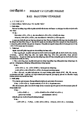 Tài liệu ôn thi THPT Quốc gia môn Hóa học - Chuyên đề 4: Polime và vật liệu polime