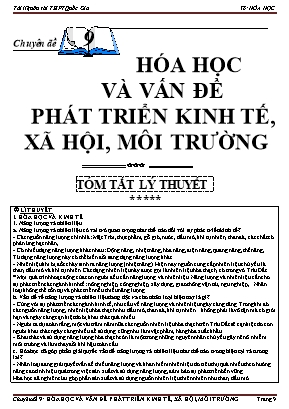 Tài liệu ôn thi THPT Quốc gia môn Hóa học - Chuyên đề 9: Hóa học và vấn đề phát triển kinh tế, xã hội, môi trường