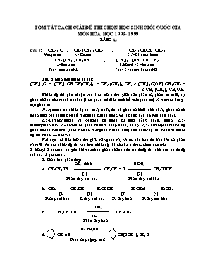 Tóm tắt cách giải đề thi chọn học sinh giỏi Quốc gia môn Hóa học Lớp 12 - Bảng A - Năm học 1998-1999