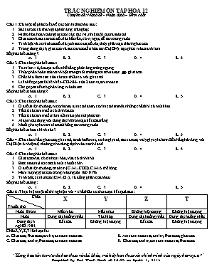 Trắc nghiệm ôn tập Hóa học Lớp 12 - Chuyên đề: Mệnh đề - Nhận định – Đếm chất - Bùi Thành Danh