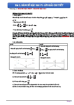 Bài tập Đại số Lớp 10 - Bài 2: Hàm số bậc hai (Có đáp án)