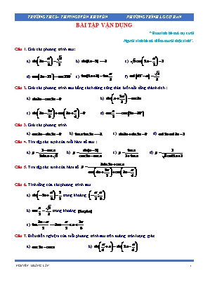Bài tập Đại số Lớp 11 - Phương trình lượng giác cơ bản