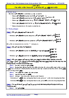 Bài tập Đại số Lớp 12 - Chương 1 - Bài 1: Tính đơn điệu của hàm số - Chủ đề 2: Tìm điều kiện tham số m để hàm số y=f(x) đơn điệu