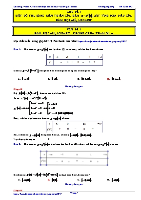 Bài tập Đại số Lớp 12 - Chương 1 - Bài 1: Tính đơn điệu của hàm số - Chủ đề 7: Biết đồ thị, bảng biến thiên của hàm y=f(x), xét tính đơn điệu của hàm hợp mũ, logarit