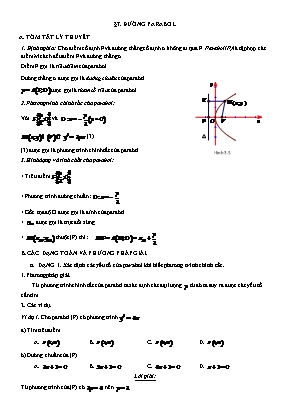 Đề cương ôn tập Hình học Lớp 10 - Chương 3: Phương pháp toạ độ trong mặt phẳng - Bài 7: Đường parabol