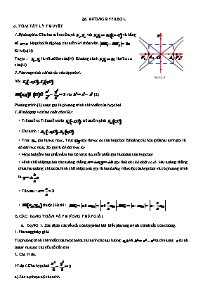 Đề cương ôn tập Hình học Lớp 10 - Chương 3: Phương pháp toạ độ trong mặt phẳng - Bài 6: Đường hypebol
