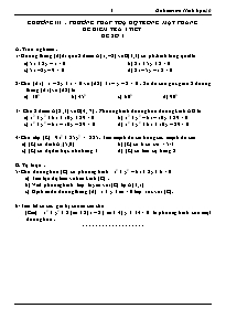 Đề kiểm tra 1 tiết Hình học Lớp 10 - Chương 3: Phương pháp toạ độ trong mặt phẳng