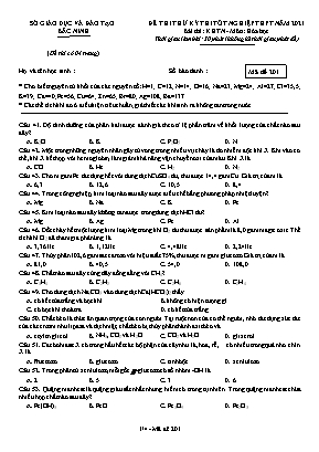 Đề thi thử Tốt nghiệp THPT môn Hóa học - Mã đề: 201 - Năm học 2020-2021 - Sở giáo dục và đào tạo Bắc Ninh (Có đáp án)