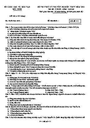Đề thi thử Tốt nghiệp THPT môn Lịch sử - Mã đề: 411 - Năm học 2020-2021 - Sở giáo dục và đào tạo Bắc Ninh (Có đáp án)