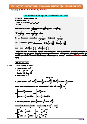 Ôn tập Đại số Lớp 11 - Bài 3: Một số phương trình lượng giác thường gặp (Lời giải chi tiết)
