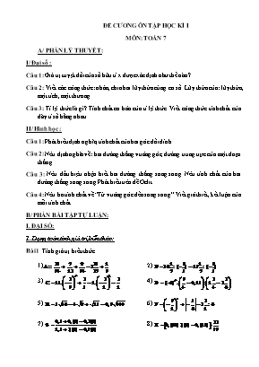 Đề cương ôn tập học kì I môn Toán 7