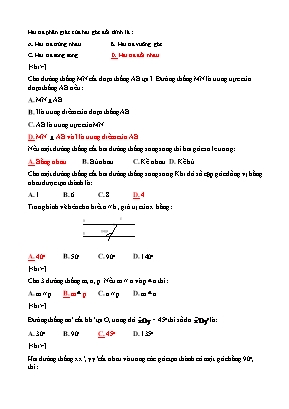 Đề cương ôn tập học kì I môn Toán Khối 7