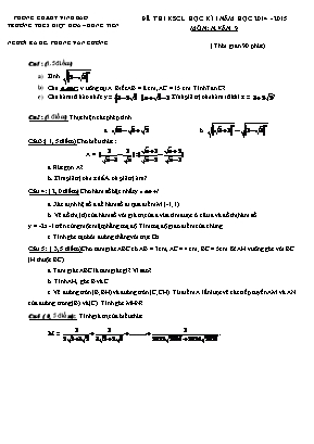 Đề kháo sát chất lượng cuối kì I môn Toán 9 - Năm học 2014-2015