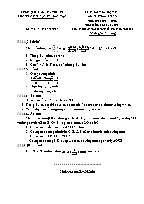 Đề kiểm tra học kì 1 môn Toán Lớp 9 - Năm học 2017-2018