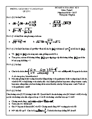 Đề kiểm tra học kì I môn Toán 9 - Năm học 2016-2017