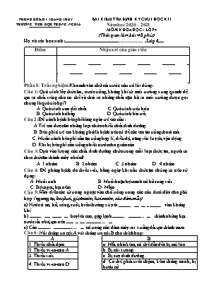 Bài kiểm tra định kỳ cuối học kì I môn Khoa học Lớp 4 - Năm học 2020-2021