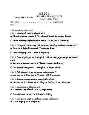Bài kiểm tra một tiết môn Vật lí Lớp 7
