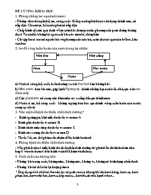 Đề cương ôn thi môn Khoa học Lớp 4