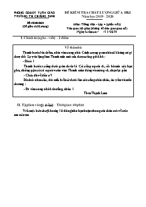 Đề kiểm tra chất lượng giữa học kì 1 môn Tiếng Việt Lớp 4 - Năm học 2019-2020