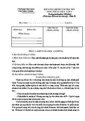 Đề kiểm tra định cuối học kì I môn Tiếng Việt Lớp 4