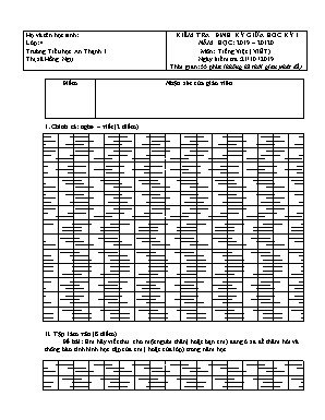 Đề kiểm tra đinh kỳ giữa học kỳ I môn Tiếng Việt (Viết) Lớp 4 - Năm học 2019-2020