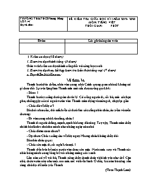 Đề kiểm tra giữa kì I môn Tiếng Việt Lớp 4 - Năm học 2019-2020 (Có đáp án)