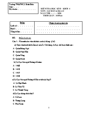 Đề kiểm tra học kì II môn Lịch sử& địa lí Khối 4