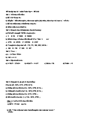 Đề ôn tập học kì 1 môn Toán Lớp 4