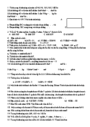 Đê ôn tập Toán cuối học kì 1 Lớp 4