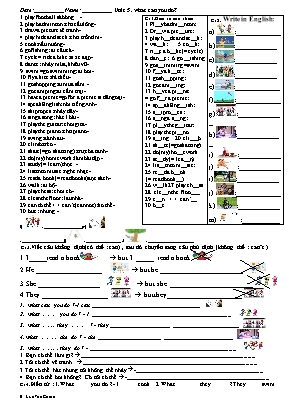 Đề ôn thi môn Tiếng Anh Lớp 4 - Unit 5: What can you do?