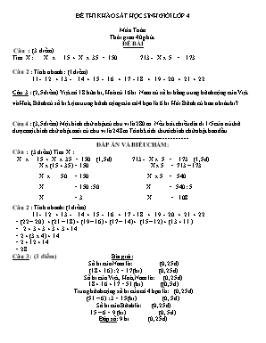 Đề thi khảo sát học sinh giỏi môn Toán Lớp 4 (Có đáp án)