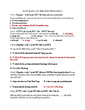Ngân hàng câu hỏi môn Tiếng Việt 4 (Có đáp án)