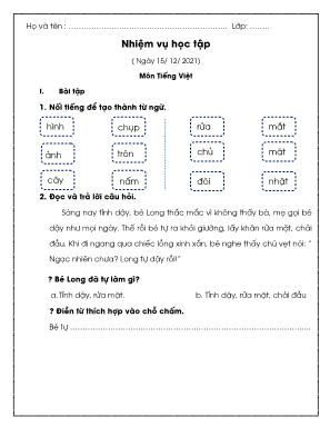 Nhiệm vụ học tập môn Tiếng Việt Lớp 1 (Cùng học để phát triển năng lực)