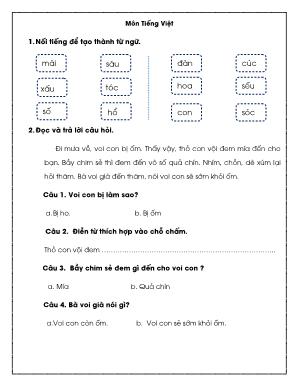Phiếu bài tập môn Tiếng Việt Lớp 1 (Cùng học để phát triển năng lực) - Tuần 14