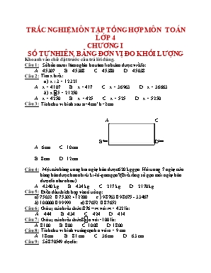 Trắc nghiệm ôn tập tổng hợp môn Toán Lớp 4