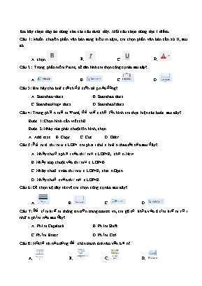 Trắc nghiệm Tin Học Lớp 4