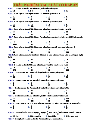 Bài tập trắc nghiệm môn Xác suất (Có đáp án)