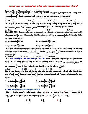 Bài tập trắc nghiệm tổng hợp Vật lý 12 - Bài 5: Hai dao động cùng phương cùng tần số